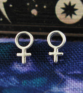 Woman / Female Circle and Cross Symbol Pictogram Petite Post Earrings | Woot & Hammy